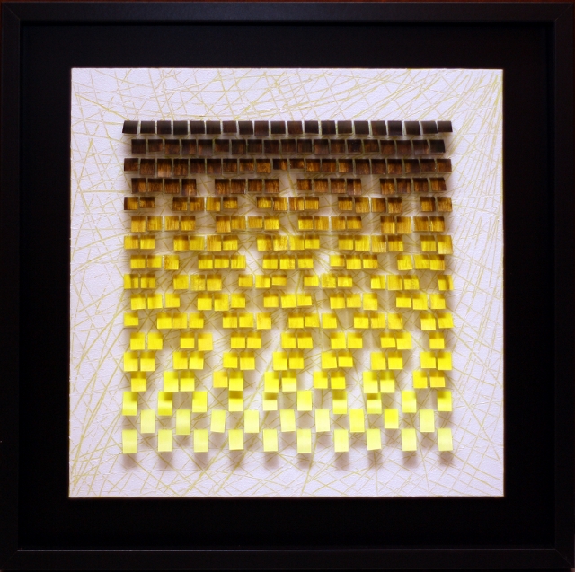 Signalfarbe Gelb 2: Gefaltetes Papier 50*50 cm im Rahmen
